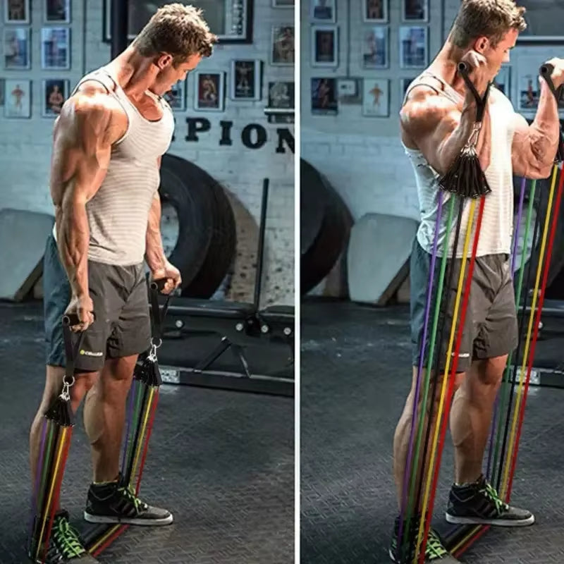 11Pcs TPE Resistance Bands Set, Resistance Bands with Door Anchor, Handles, Carry Bag, Legs Ankle Straps, Exercise Bands