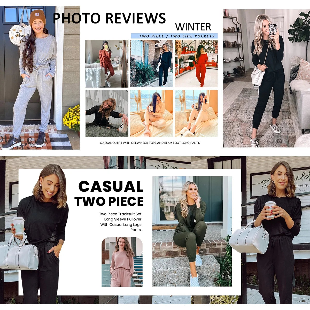 Sweatsuit Sets for Women 2 Piece Lounge Set Loose Jogger Sets Fall Outfits Sets Solid Tracksuits with Pockets