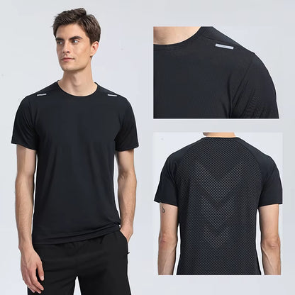 Quick Dry Men Running T-Shirt Fitness Sports Top Gym Training Shirt Breathable Jogging Casual Sportswear