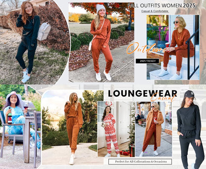 Sweatsuit Sets for Women 2 Piece Lounge Set Loose Jogger Sets Fall Outfits Sets Solid Tracksuits with Pockets